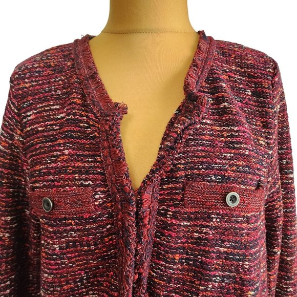 J. Jill Womens Open Front Knit Burgendy Cardigan Size XL - Picture 4 of 9